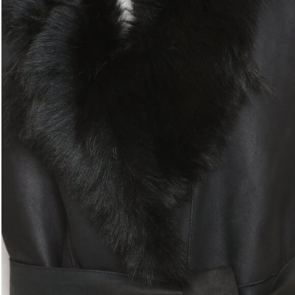 VINCE Toscana Shearling Fur Leather Reversible Black Vest XS size - Picture 9 of 13